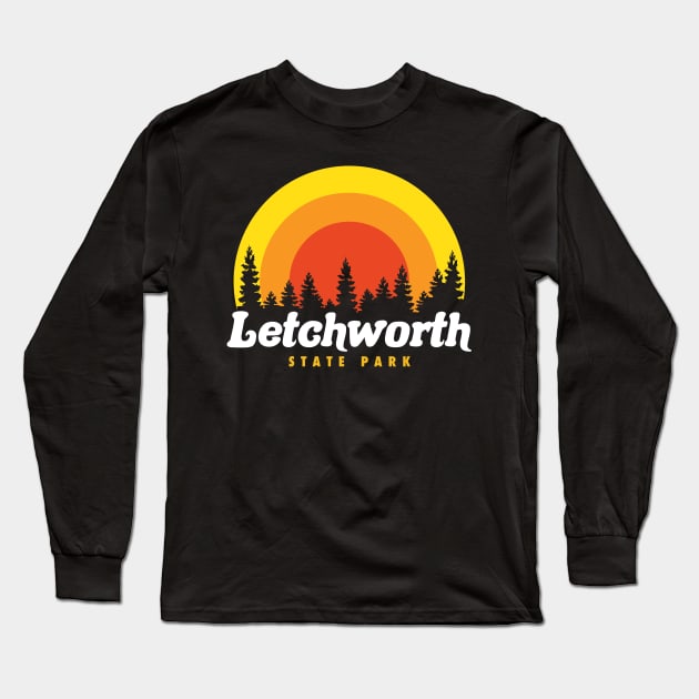 Letchworth State Park New York Camping Sunset Trees Long Sleeve T-Shirt by PodDesignShop